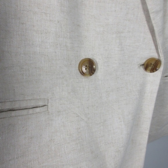 Banana Republic Double Breasted Blazer Women 6 P Beige Linen Cotton Career 488 - Picture 10 of 11